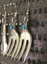 Fork Earrings from Cocktail Forks Shown on Cheese Grater Display
