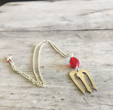 SALE Fork Necklace - Red Glass Bead - #1302