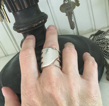 Size 9 Silverware Ring Made from Upcycled Fork shown on Model