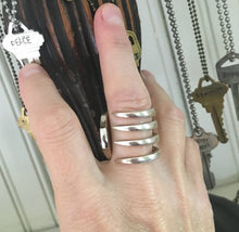 unique silverware ring Made from Upcycled Fork shown on Model