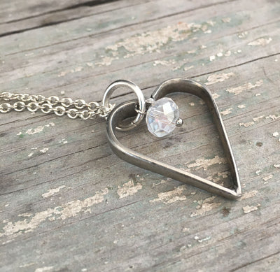 Fork Tine Floating Heart Necklace - #4285