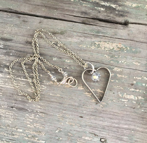 Fork Tine Floating Heart Necklace - #4285