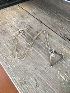Fork Tine Floating Heart Necklace - #4285