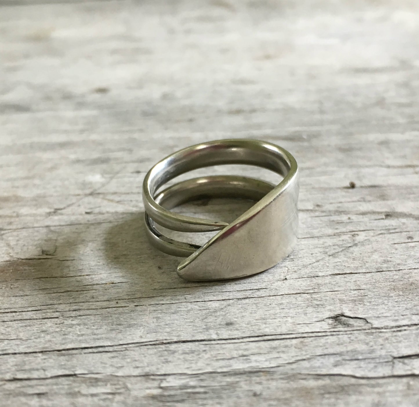 Size 10 Ring made from upcycled vintage silverware fork