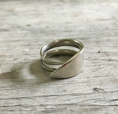 Size 10 Ring made from upcycled vintage silverware fork