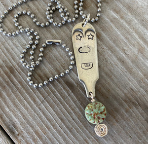 Spoon Necklace - Stamped with Funny Face - #5032