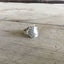 Close-up of Gorham Vine pattern sterling silver ring showing ornate botanical design and monogram - Sterling spoon ring - handcrafted from upcycled vintage silverware - Laughing Frog Studio