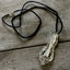 Serving spoon handle necklace stamped BLESSED hangs from long black leather cord