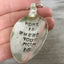 Home is where your mom is hand stamped spoon keyring shown in hand for size
