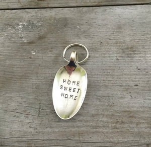 Hand Stamped Upcycled Spoon Keychain Home Sweet Home 
