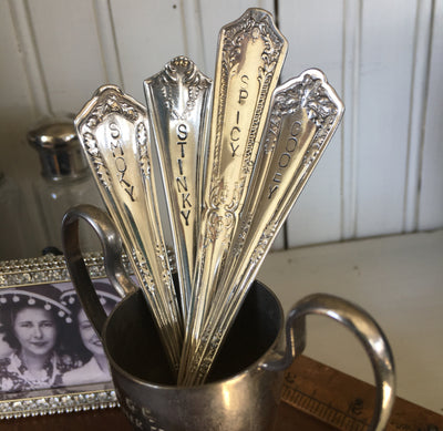 Silverware Handle Cheese Markers - STINKY, SPICY, SMOKY, GOOEY - #3110