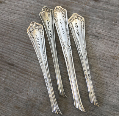 Silverware Handle Cheese Markers - STINKY, SPICY, SMOKY, GOOEY - #3110