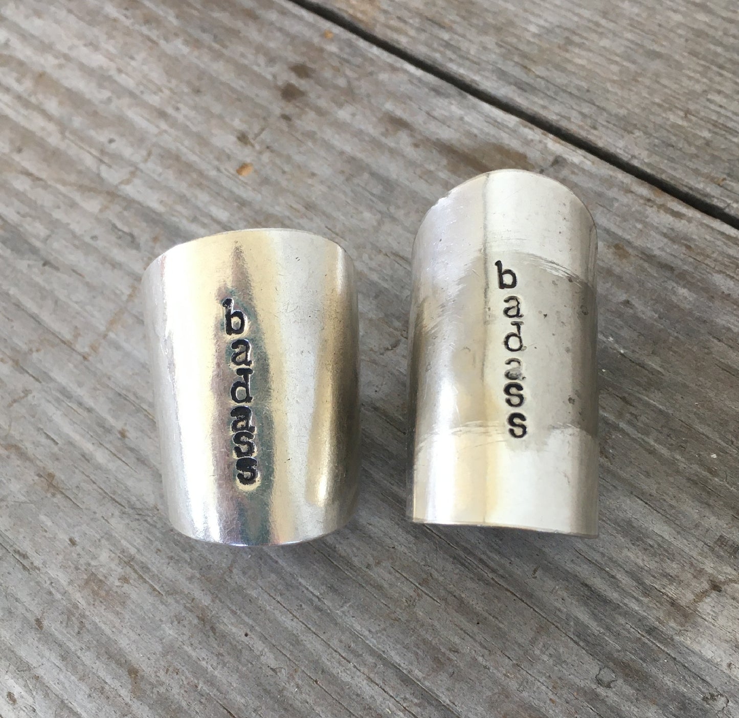 Spoon Bowl Cuff Ring Stamped BADASS