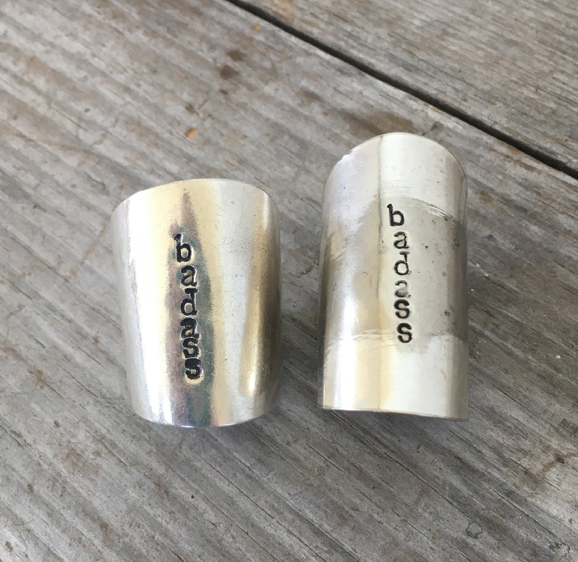 Spoon Bowl Cuff Ring Stamped BADASS