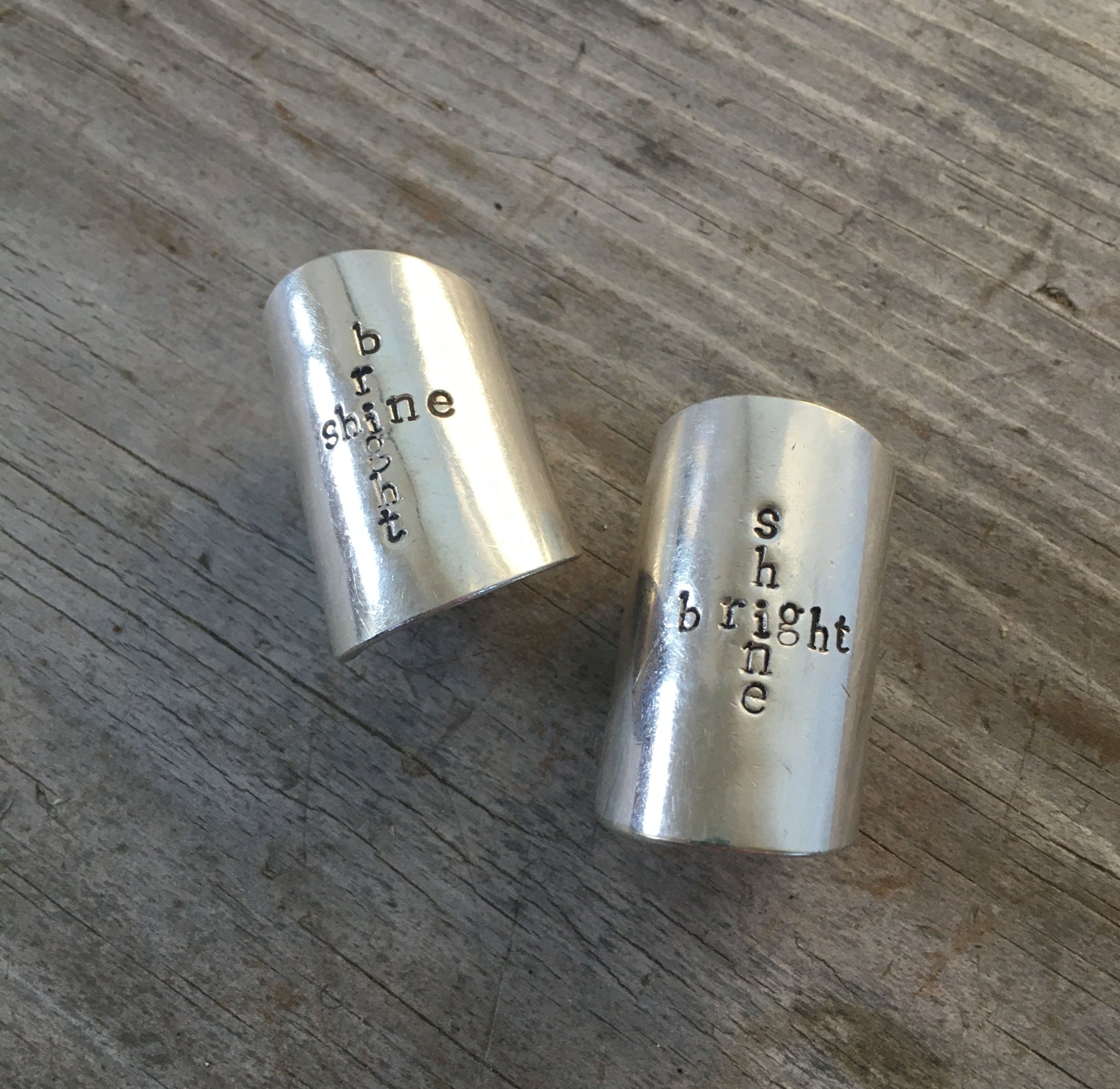 Stamped spoon bowl cuff ring Shine Bright