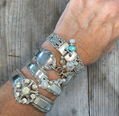 BRIDESMAIDS BUNDLE Spoon Link Bracelet - Rhinestone Button