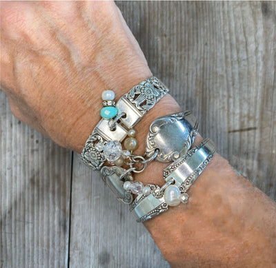 BRIDESMAID BUNDLE Spoon Link Bracelets - Bead Accent