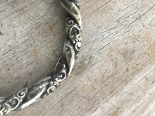 Sterling Silver Victorian Repousse Hollow Bangle Bracelet