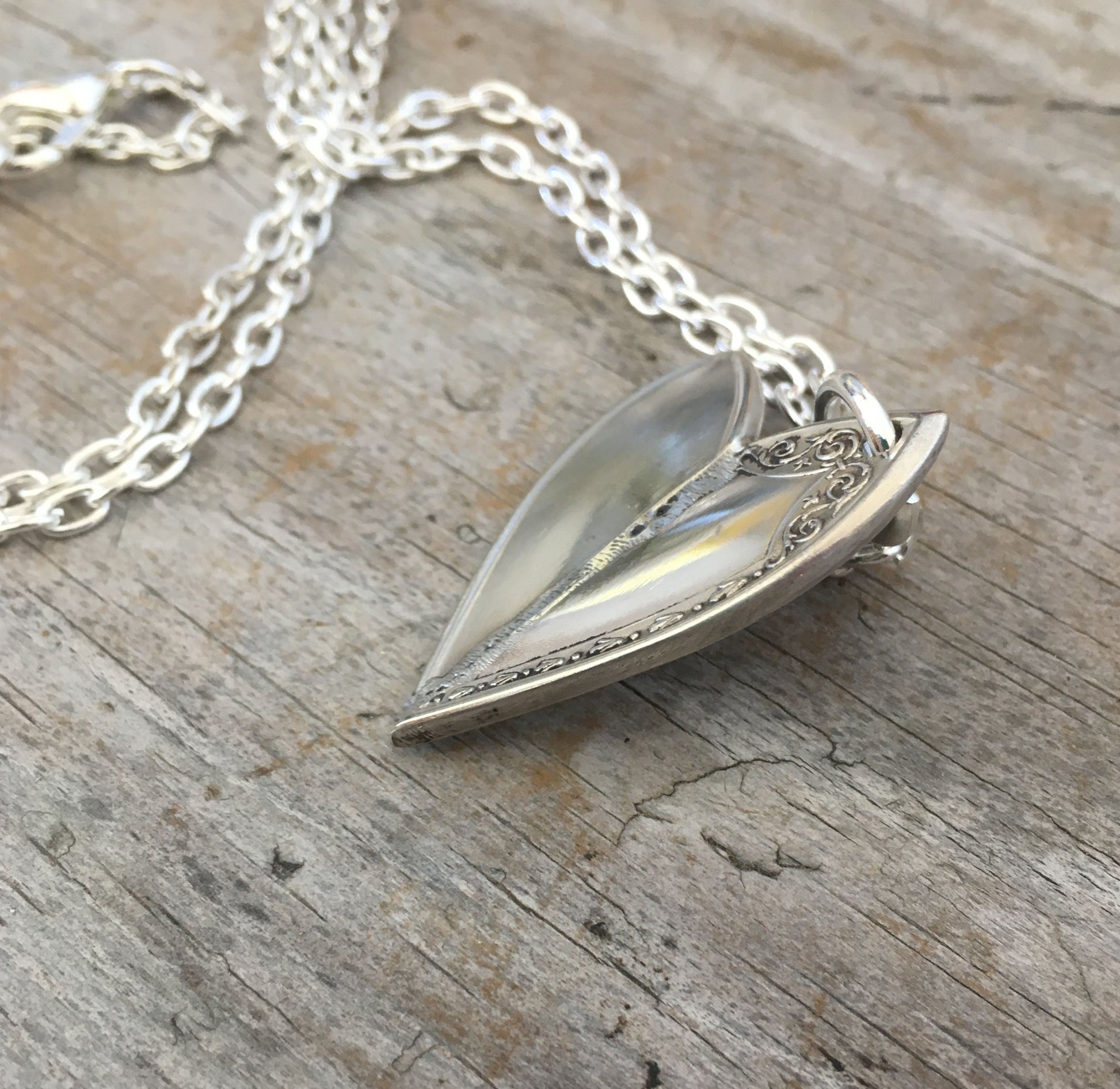 Back side of spoon heart necklace