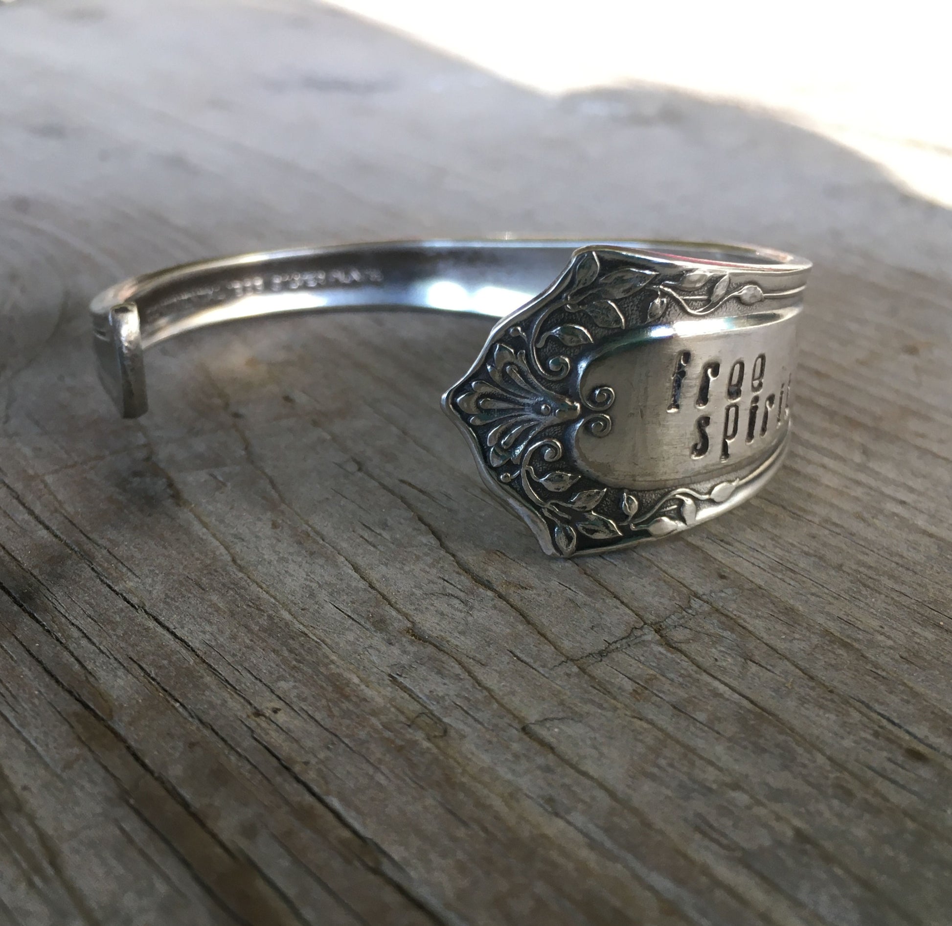 Spoon Cuff Bracelet Hand Stamped Free Spirit