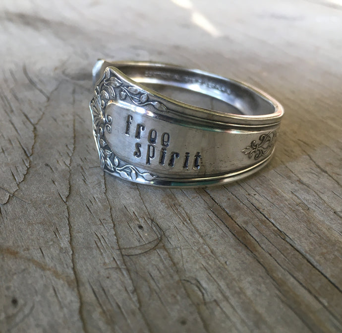 Spoon Cuff Bracelet Hand Stamped Free Spirit