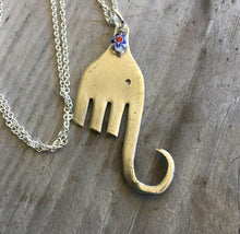 Close up of Fork Elephant Pendant on Upcycled Silverware necklace