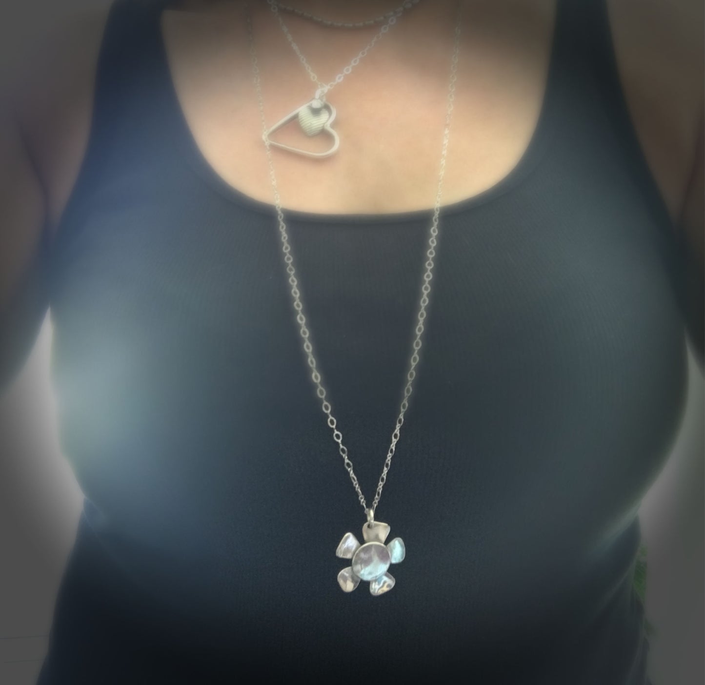 Spoon Bowl Flower Necklace Shown on Human