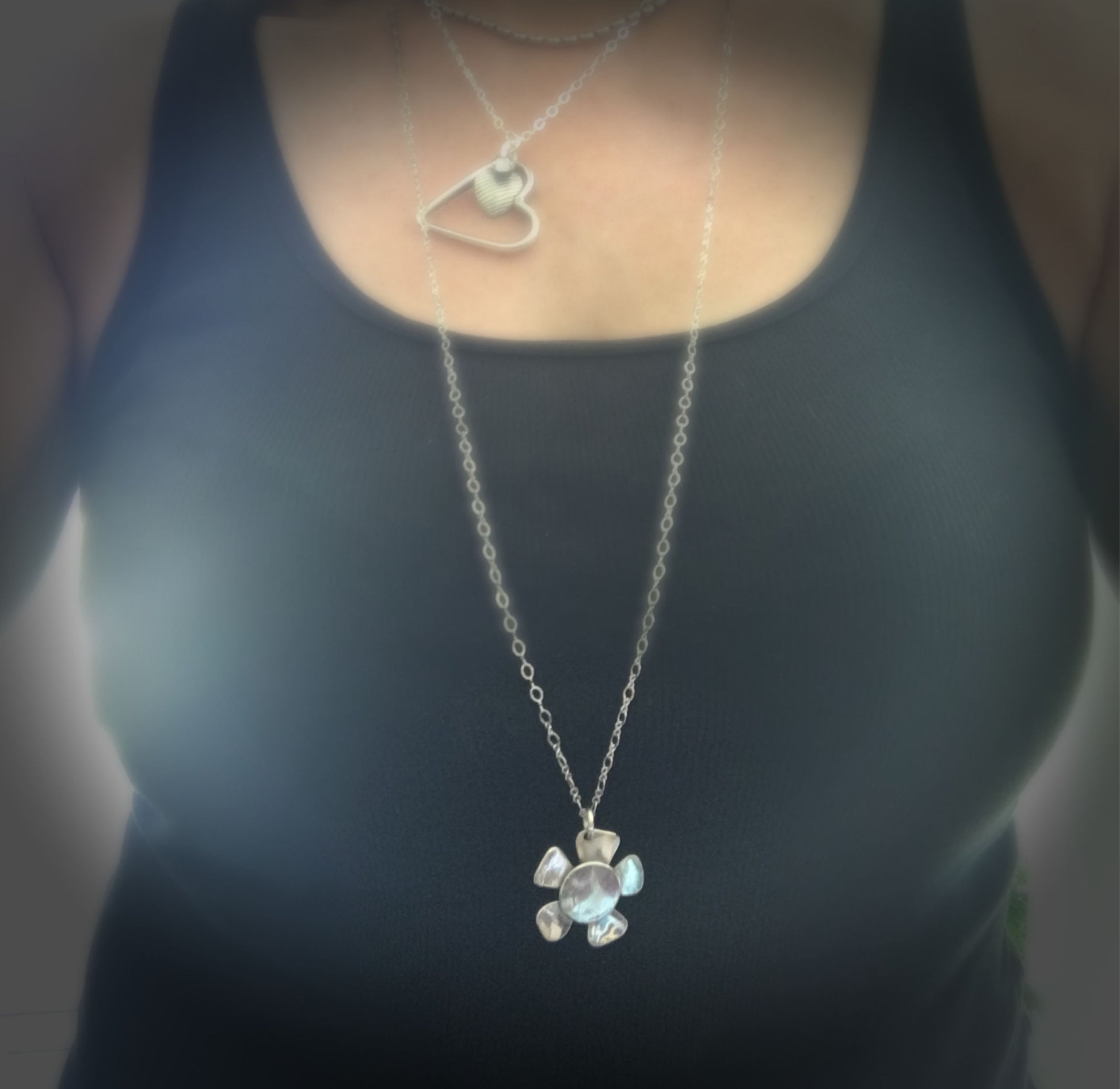 Spoon Bowl Flower Necklace Shown on Human