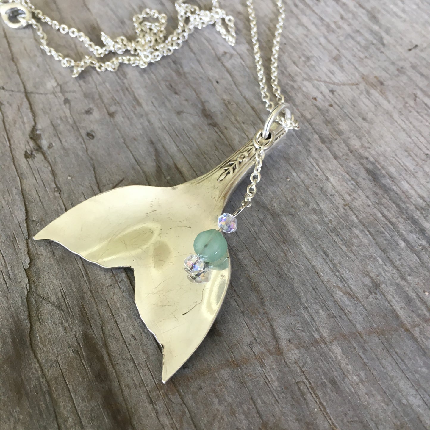Spoon Mermaid Tail Whale Tale Necklace - #4413