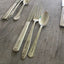 Custom stamped silverware place setting - vintage mismatched fork knife spoon with personalized message