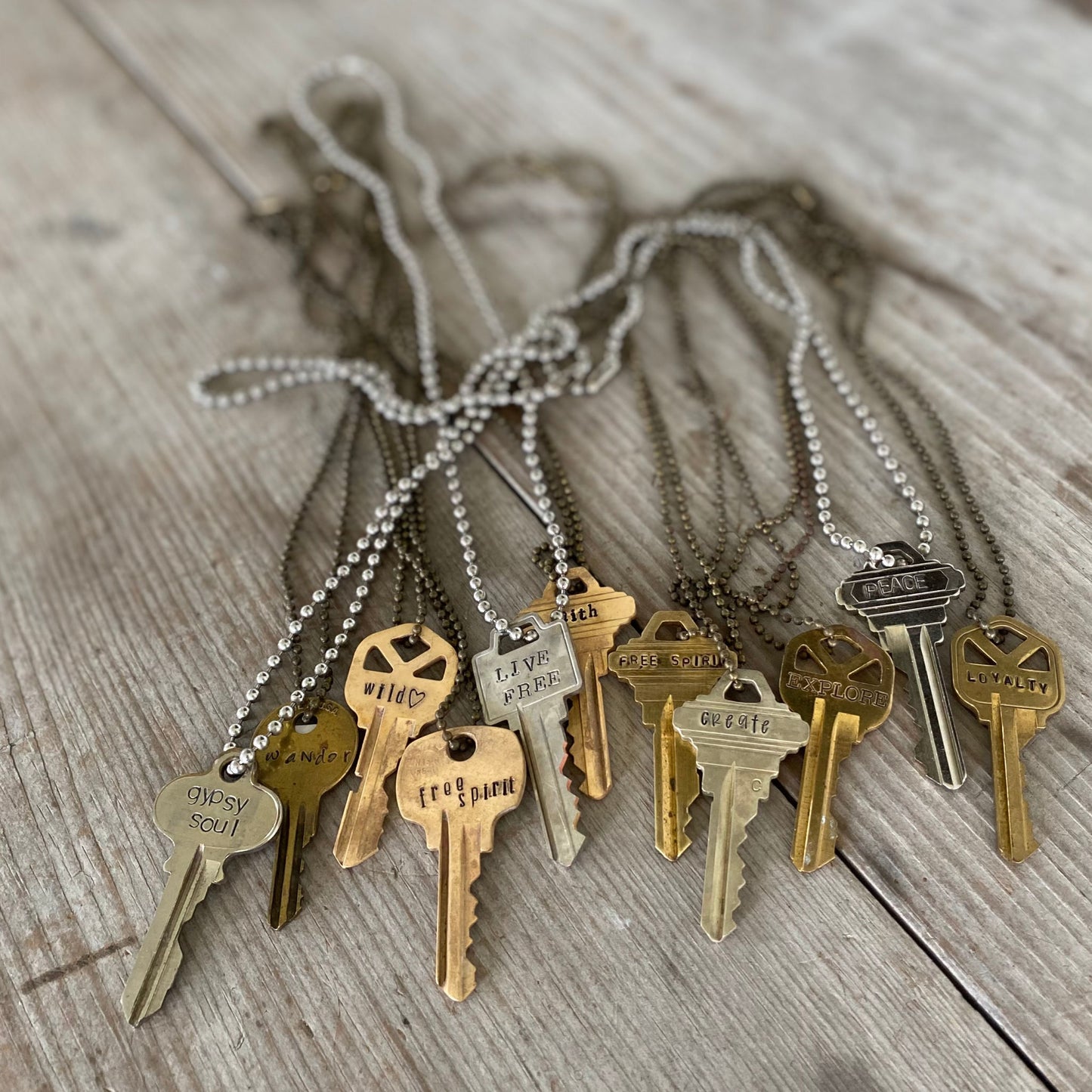 Stamped Key Necklace - FREE SPIRIT - #4760