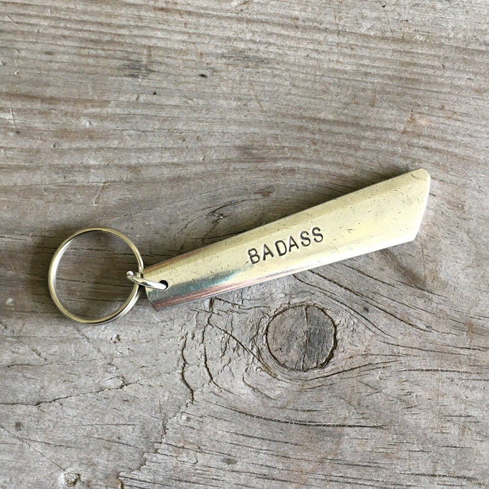 Stamped Spoon Keychain BADASS