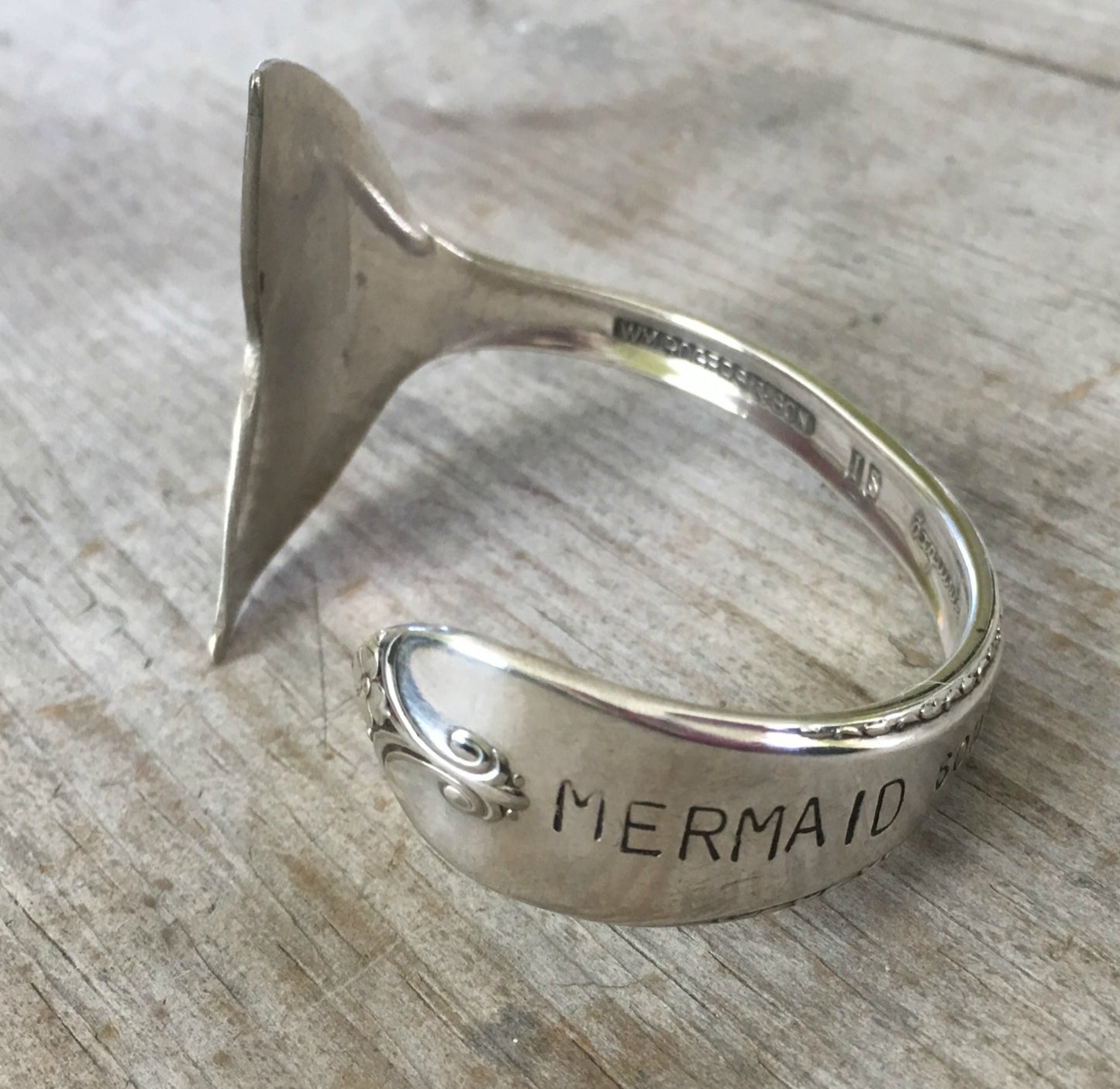 Mermaid Soul Spoon Cuff Bracelet with Mermaid Tail Fin from Rogers Bros Exquisite