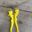 Yellow pinup girl cocktail fork earrings handcrafted from 1950s Soodhalter Plastics swizzle sticks