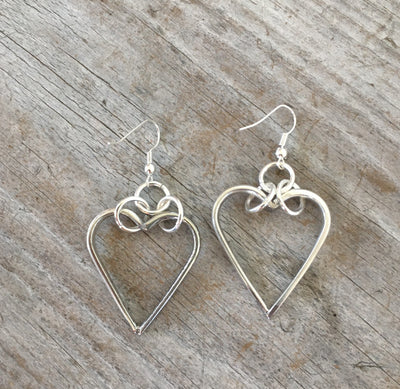 Fork Tine Heart Floating Hoop Earrings - #4570