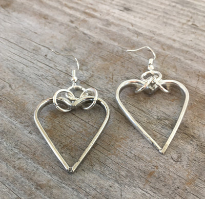 Fork Tine Heart Floating Hoop Earrings - #4570