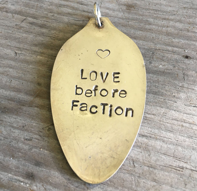 SALE - Stamped Spoon Pendant - LOVE BEFORE FACTION - #0586