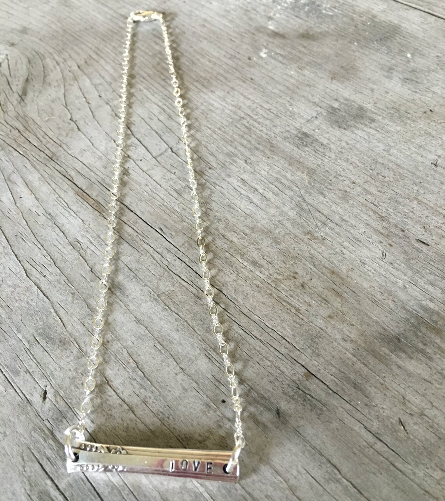Scrap Bar Silverware Necklace - LOVE - #3996