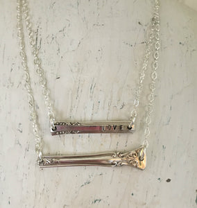 Scrap Bar Silverware Necklace - LOVE - #3996