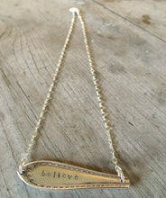 Wide Angle Shot ofSilverware Necklace Scrap Bar Style Sheraton Hand Stamped Believe 4000 (2)