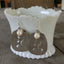 Slotted Sugar Spoon Earrings with Faux Pearl South Seas Silverplate Spoons Shown Hanging from Antique milk glass dish