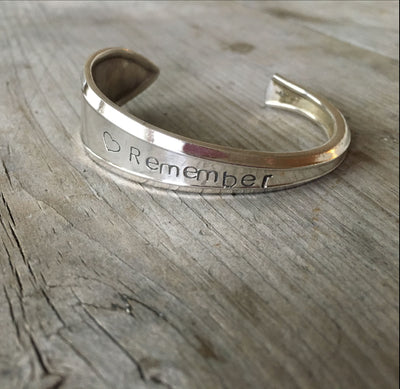 SALE Spoon Cuff Bracelet - REMEMBER (Heart) - #3285