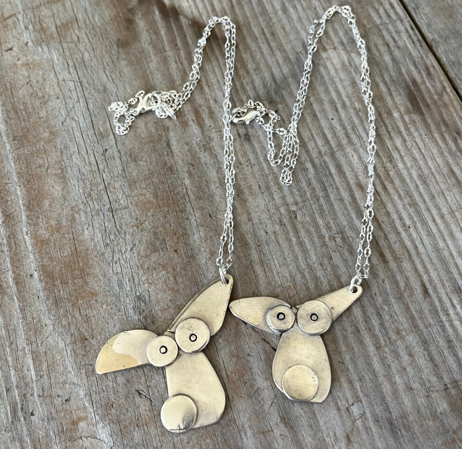 Handmade puppy dog head necklace - upcycled vintage spoon pendant artisan jewelry