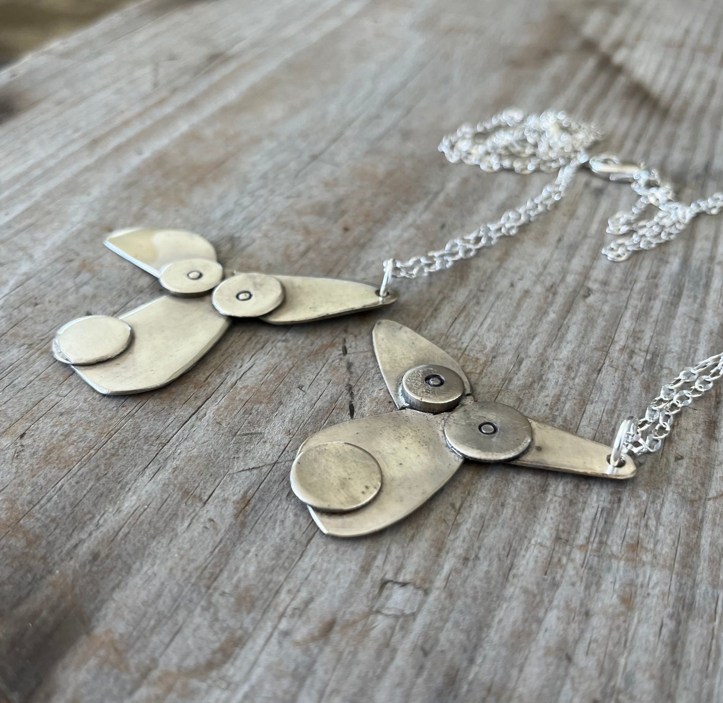 Artisan puppy pendant necklace - eco-friendly upcycled silverware statement piece