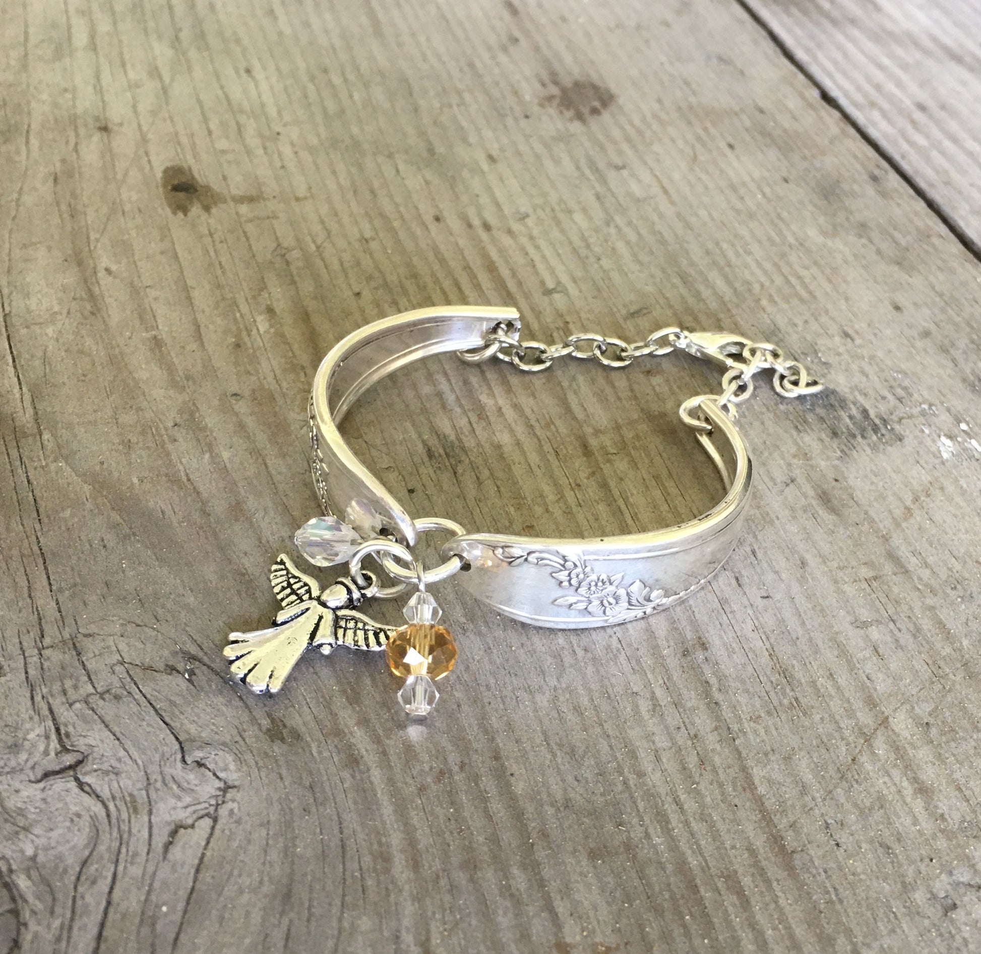 Oneida Queen Bess Spoon Bracelet with angel Charm