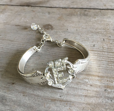 Spoon Bracelet with Vintage Rhinestone Shoe Clip