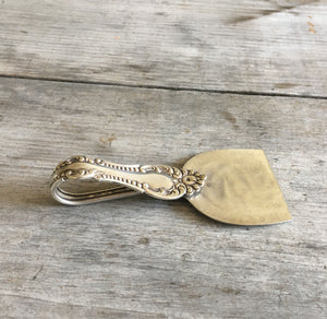 Charcuterie board knife made from vintage silverplate serving spoon
