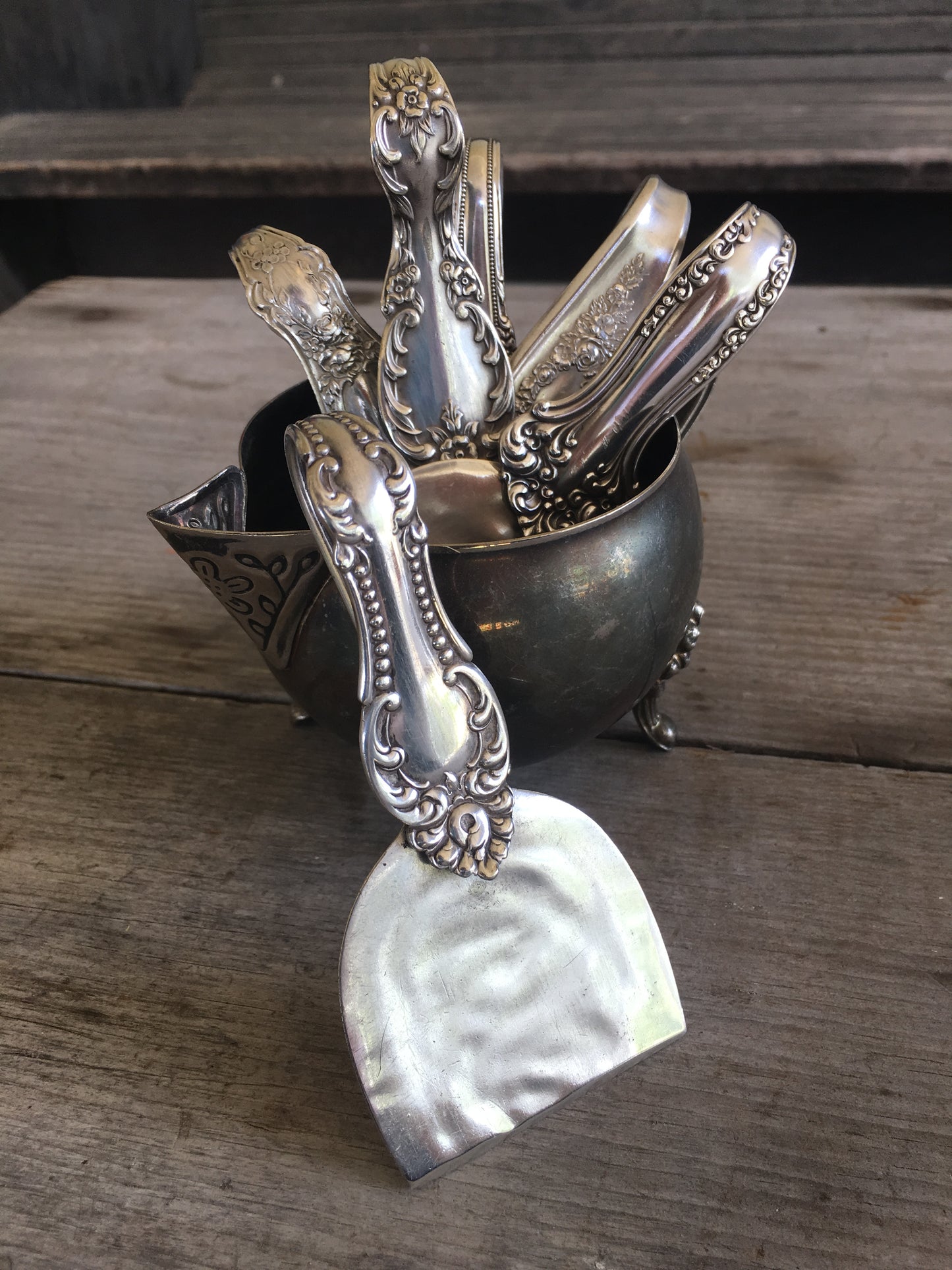 handmade knife from vintage serving spoon