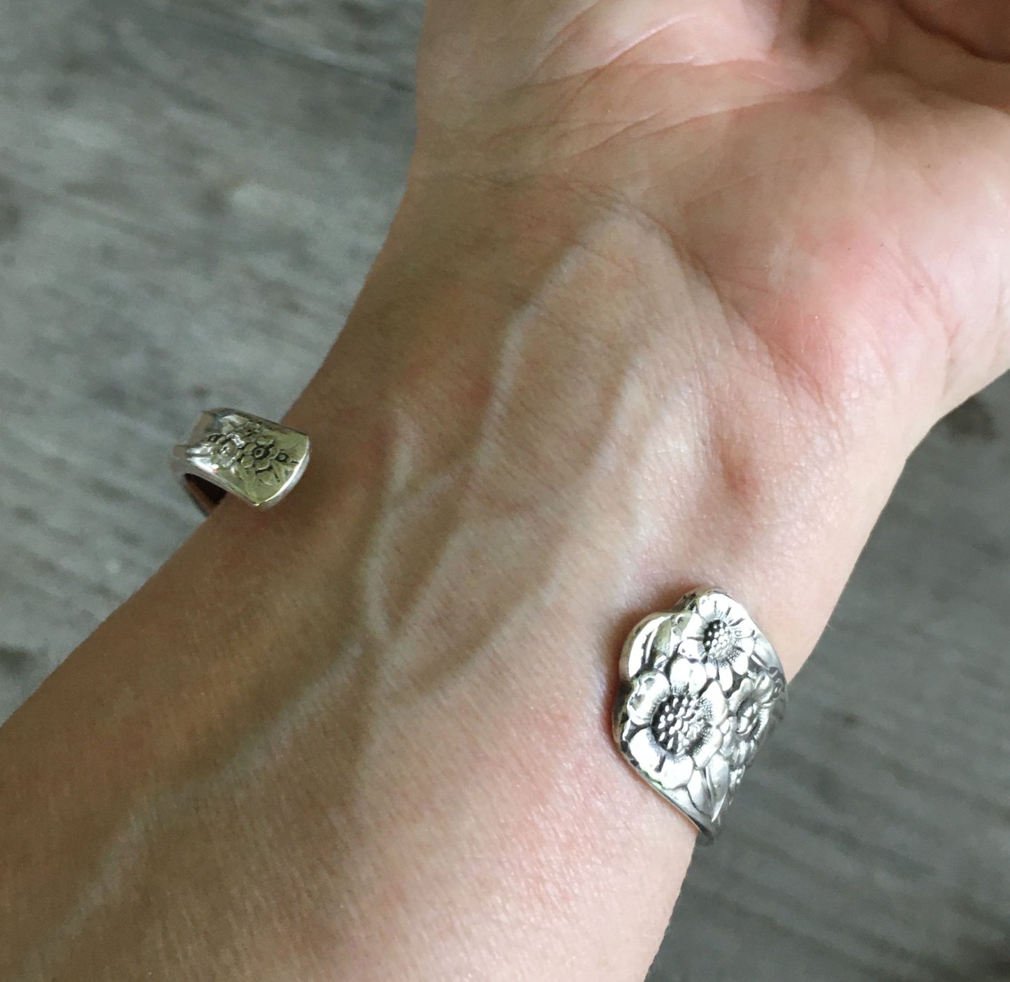 Spoon Cuff Bracelet Stamped BADASS Shown on 6 inch wrist