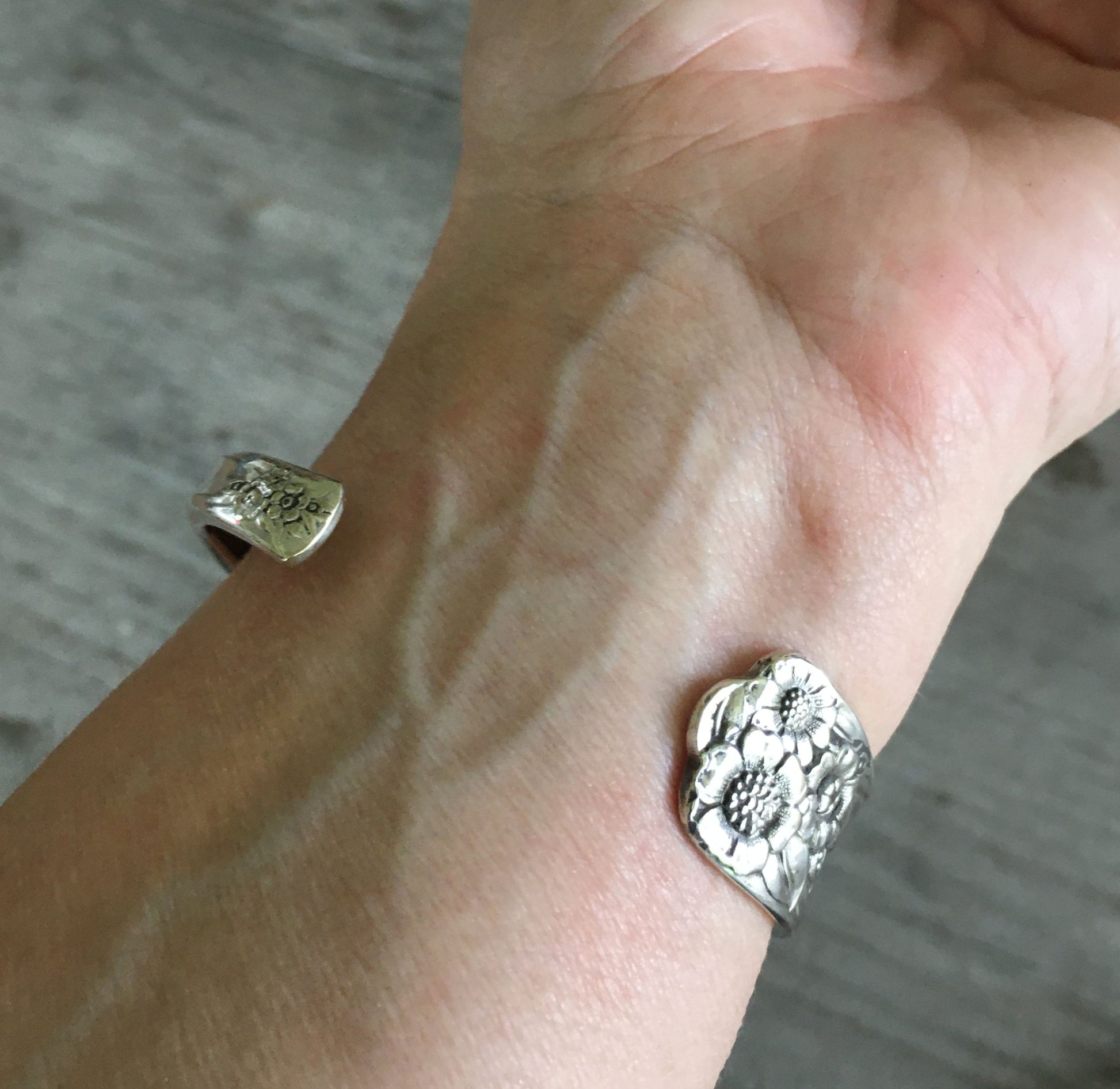Spoon Cuff Bracelet Stamped BADASS Shown on 6 inch wrist